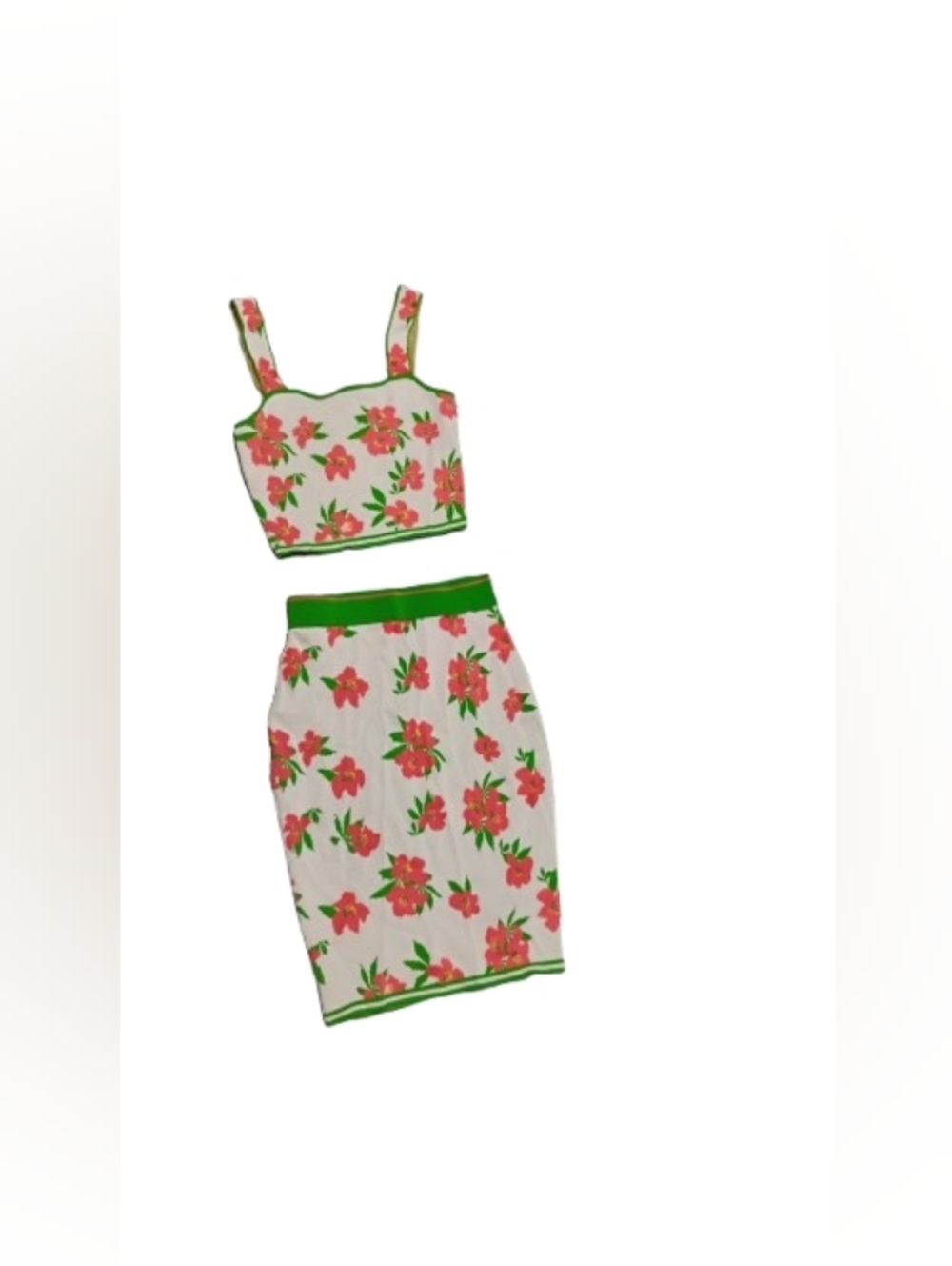 Eva Franco Anthropologie Floral Knit Top And Skirt Set Sz Small